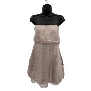 BCBGMaxAzria Mini Dress Womens SZ 2 Light Pink Sigrid Strapless Linen Silk Blend